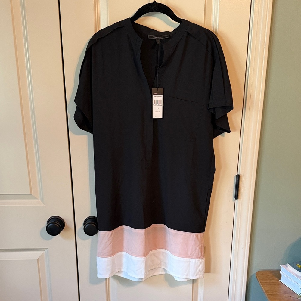 BCBGMAXAZRIA NWT Tunic Dress with Pink and White Hem